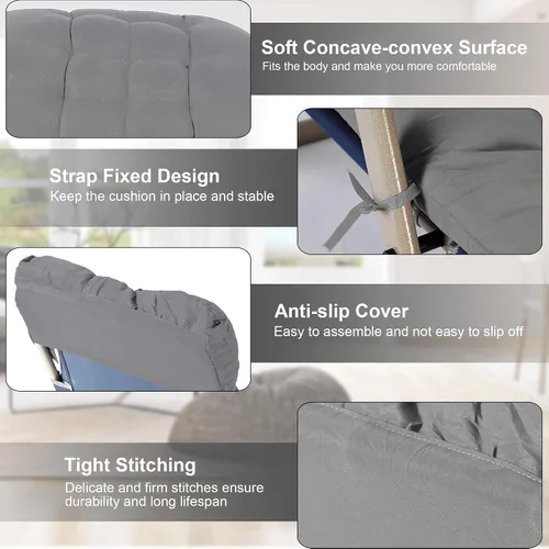Vista 4 de Moclever Cojín para silla de gravedad cero de 67 x 22 x 4 pulgadas, cojín reclinable grueso para interiores y exteriores, cojín suave para tumbona