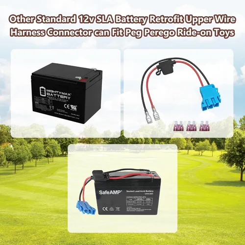 Vista 5 de Cargador de batería de 12 V para batería Peg Perego de 12 voltios, conector de arnés de cable compatible con batería Peg Perego, diseñado