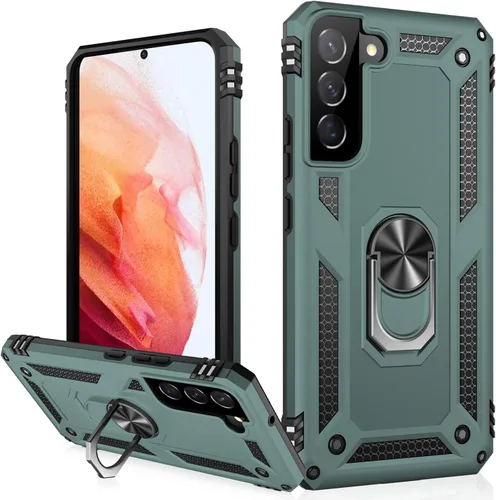 Vista 21 de IKAZZ Funda para Galaxy S21, Grado Militar Resistente a Golpes de Servicio Pesado Cubierta Protectora para Teléfono Pasa Prueba de Caída de 16 pies