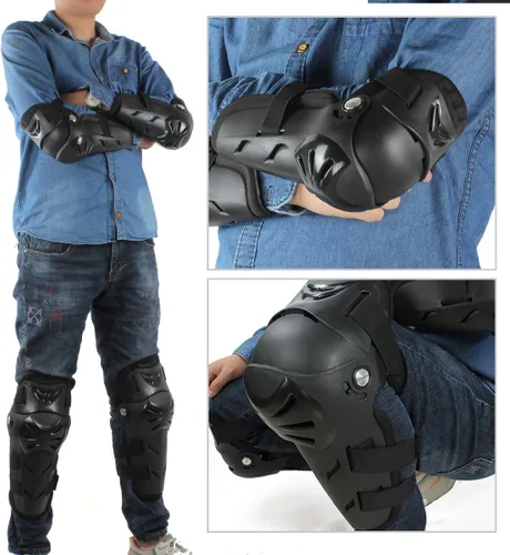 Vista 8 de GES Rodilleras para motocicleta – 4 rodilleras para adultos/coderas de motocicleta/almohadillas ajustables para rodilleras, protectores de codo