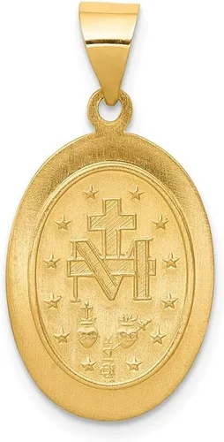 Vista 4 de Diamond2Deal Colgante de medalla milagrosa de oro amarillo pulido y satinado de 14 k para mujer (L- 1.083 in W- 0.551 in), Oro amarillo, No es una
