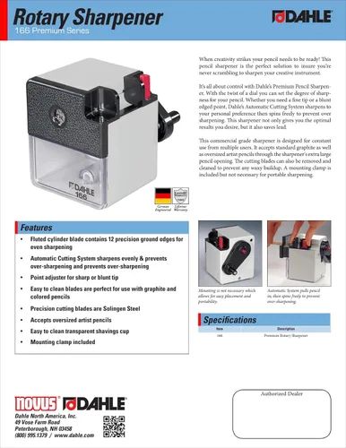 Vista 5 de Dahle 166 - Sacapuntas premium con ajustador de punta y sistema de corte automático, compatible con lápices de grafito y lápices de artista de gran