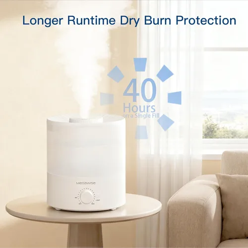 Vista 9 de MEGAWISE - Humidificador elegante de 1,5 L para dormitorio, bebé, planta, humidificadores ultrasónicos de bruma fresca de 24 dB, luz nocturna