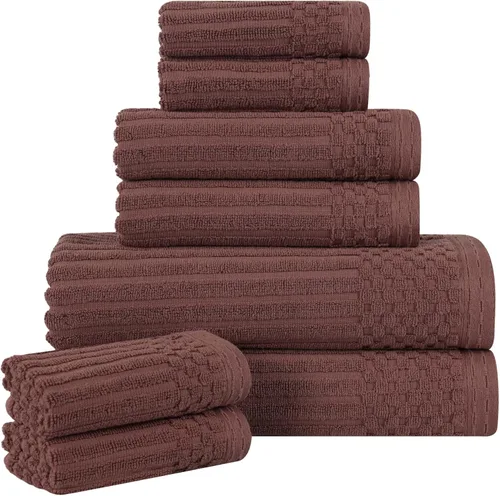 Vista 156 de Superior Juego de 6 toallas de algodón sólido y acanalado, toallas de cara de 13 x 13 pulgadas, toallas de mano de 16 x 28 pulgadas, toallas de baño