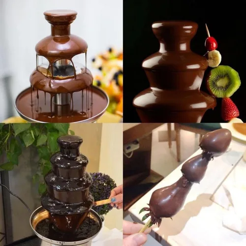 Vista 4 de Fuente de chocolate de 4 niveles para fiesta, máquina eléctrica de fuente de fondue de chocolate de acero inoxidable para fiesta