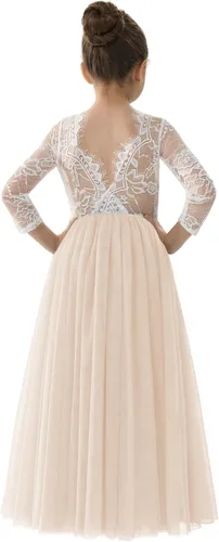 Vista 30 de 2Bunnies - Vestido de fiesta con tutú de tul, espalda de encaje de rosa, tipo A, para niñas Maxi sin mangas de encaje