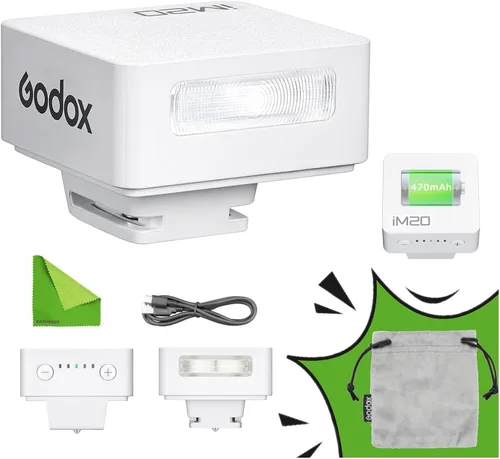 Vista 10 de GODOX iM20 Mini Flash para cámara con batería incorporada, compacto y portátil GN10/470 mAh, carga USB-C y zapata universal compatible con Sony Negro