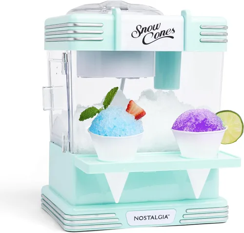 Vista 10 de Nostalgia Máquina de cono de nieve retro – Tamaño de encimera de una sola porción – Máquina de hielo afeitado para conos de nieve, granizados