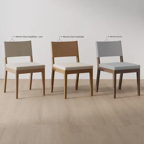 Vista 10 de Nathan James Linus - Silla de comedor tapizada moderna con patas de goma maciza en un acabado marrón cepillado con alambre, marrón claro Marrón