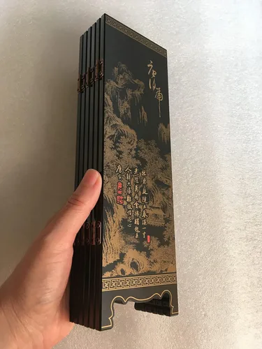 Vista 3 de Decoraciones para el hogar, divisor de 6 paneles, mini pantalla plegable, laca china, mini pantalla plegable de escritorio, adornos de Feng Shui