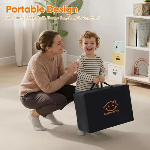 Vista 2 de MeMoreCool Colchón plegable de suelo para niños, tapete para siesta de suelo para dormir, guardería, cama plegable para niños pequeños, colchón