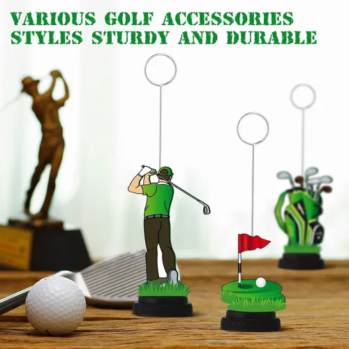 Vista 5 de RattanView 5 piezas de soporte para globos de fotos de pelota de golf, centros de mesa, decoración temática de golf, soporte para tarjetas de lugar