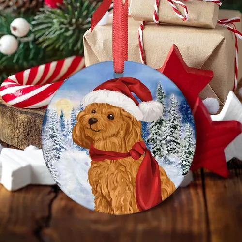 Vista 8 de Adornos de Navidad para perros, adorno de Navidad de caniche de 2021, adorno de caniche, adorno de Papá Noel, perro, árbol de Navidad, adornos