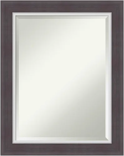 Vista 107 de Amanti Art Espejo de baño marrón para sobre lavabo, espejo rectangular de 24x20 Caleb Brown para tocador, marco rústico pequeño de estilo campestre