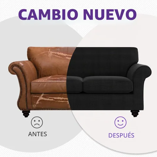 Vista 4 de ZNSAYOTX - Fundas de sofá para sala de estar (4 piezas), antideslizantes, fundas de sofá para 3 cojines, sofá, mascotas, perros, funda lavable a