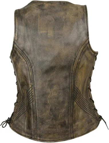 Vista 2 de Chaleco de piel suave para mujer con cordones laterales y cordones laterales, Regular