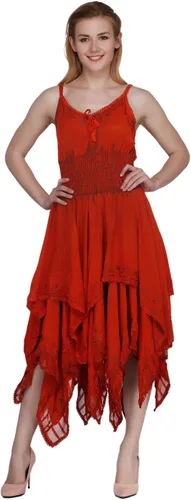 Vista 4 de Wevez Vestido bordado con tirantes delgados para mujer