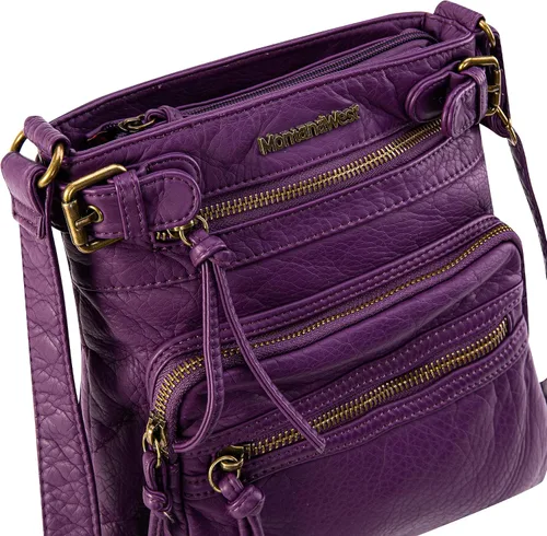 Vista 4 de Montana West Crossbody Bag for Women Soft Washed Leather Multi Pocket Shoulder Purses