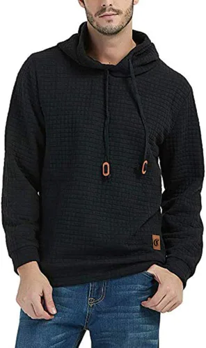 Vista 3 de Sudadera con capucha para hombre, sudadera de manga larga, sudaderas con capucha y patrón cuadrado