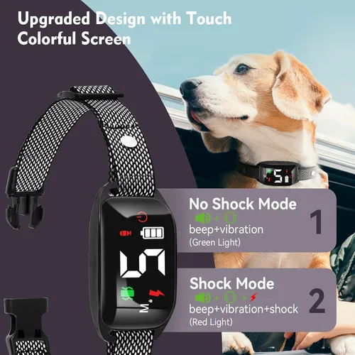 Vista 2 de Collar de entrenamiento antiladridos – choque de vibración de pitido, recargable, 5 sensibilidades ajustables, collar inteligente para perros