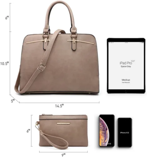 Vista 4 de Dasein - Juego de bolso y monedero para mujer, set de 2 piezas con 3 compartimentos, bolso con asa superior y correa para el hombro
