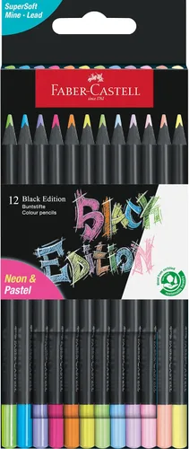 Vista 17 de Lápices de colores Faber-Castell Black Edition Grandes suministros de arte para el regreso a clases Clásicos (12 unidades)