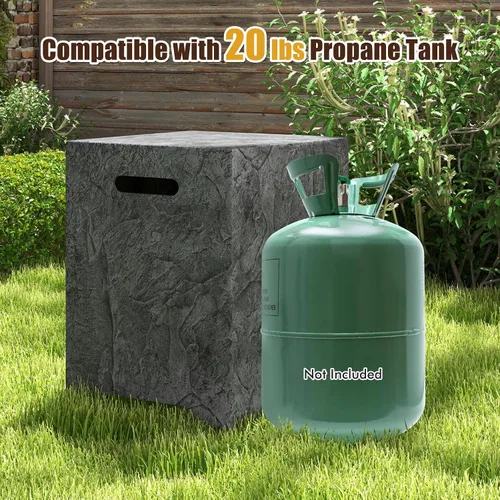 Vista 6 de Tangkula Mesa de cubierta de tanque de propano, cubierta de almacenamiento para tanque de gas al aire libre con almohadilla ajustable para los pies