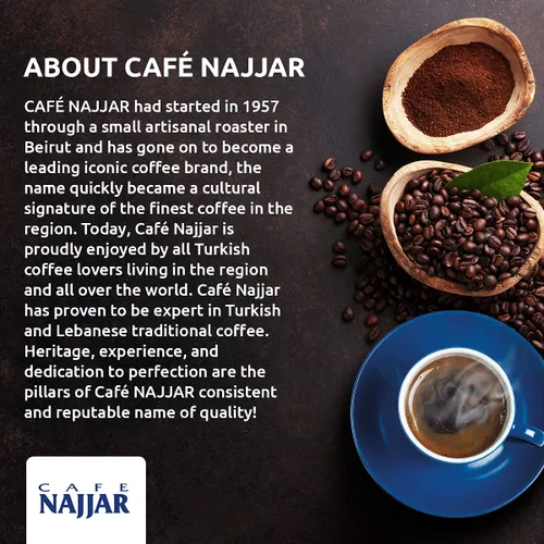 Vista 8 de Cafe Najjar clásico con cardamomo estilo turco, café molido, 1 libra (Líbano)