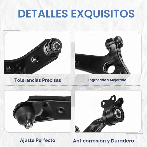 Vista 4 de Brazos de control delanteros inferiores con rótulas, enlaces de barra estabilizadora, extremos de barras de dirección, kit de suspensión para Mazda