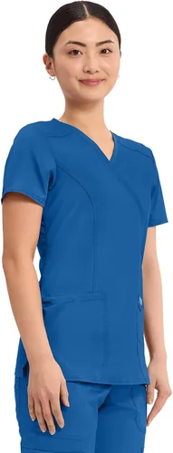 Vista 4 de Workwear Revolution WW610 - Ropa quirúrgica con estilo cruzado falso para mujer, elástica, suave y de fácil cuidado