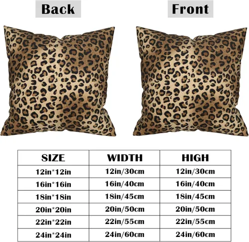 Vista 2 de Funda de almohada marrón con estampado de leopardo - 2 piezas Funda de almohada de guepardo de 16x16 pulgadas Fundas de almohada de algodón