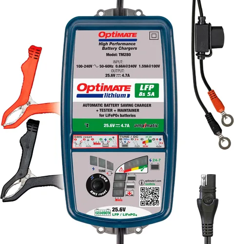 Vista 7 de Optimate Lithium LFP Select, TM271v2, 10 pasos 12.8V 9.5A / 16V 7.5A cargador y mantenedor de ahorro de batería de alto rendimiento