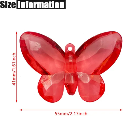 Vista 6 de Cristales acrílicos con diseño de mariposas de dibujos animados de colores surtidos para rellenos de jarrones, dispersión de mesa, recuerdo