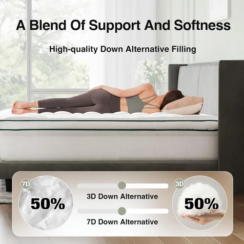 Vista 4 de Novilla Cubrecolchón Twin, Pillow Top suave para cama de dormitorio, funda de colchón acolchada transpirable con bolsillo profundo, relleno