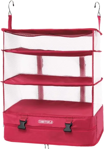 Vista 98 de TABITORA - Estantería portátil y plegable de gran capacidad con ganchos para colgar, ideal como almacenamiento para viajes