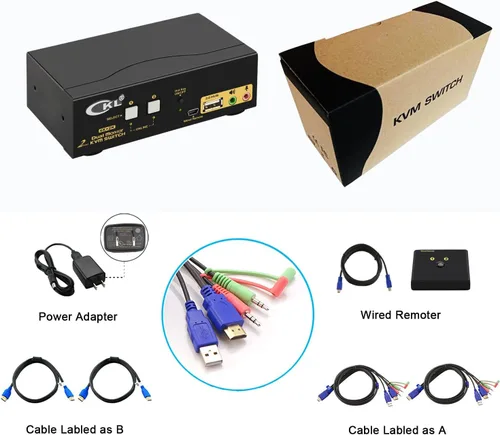 Vista 7 de HDMI KVM 2 puertos 4K 30Hz Dual Monitor Extended Display (CKL-922HUA)