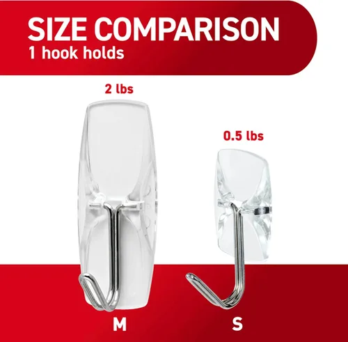Vista 5 de Command Ganchos pequeños de alambre transparente, 40 ganchos de pared y 48 tiras, para colgar sin daños con adhesivo, ideal para colgar