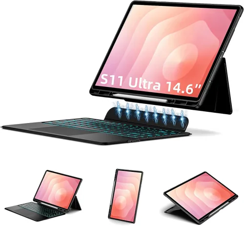 Vista 11 de JUQITECH Funda magnética con teclado trackpad para Samsung Galaxy Tab A8 Negro A8