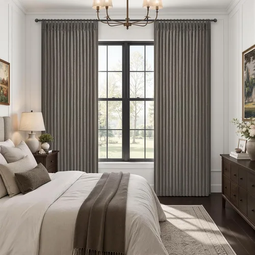 Vista 35 de Cortinas plisadas de lino opacas de 96 pulgadas de largo, juego de 2 paneles para oscurecer la sala de estar/dormitorio, cortinas térmicas virales