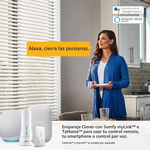Vista 5 de Somfy Clever - Kit de motor de persiana inclinable, se adapta a tus persianas horizontales existentes de 2 pulgadas, persianas inteligentes