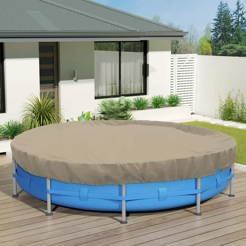 Vista 20 de ECOOPTS Cubierta redonda impermeable de poliéster para piscinas sobre el suelo, protector de cubierta de piscina de invierno (6 pies, turquesa)