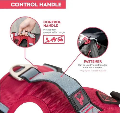 Vista 2 de Gooby Pioneer Arnés para perro con asa de control y capacidad de sujeción del cinturón de seguridad, mediano, turquesa