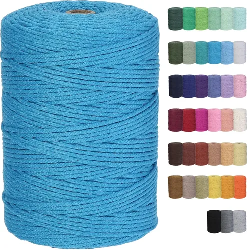 Vista 28 de Cuerda de macramé de algodón de 2 mm, 220 yardas, suministros naturales de macramé de color, cuerda de algodón suave para artesanía, para colgar