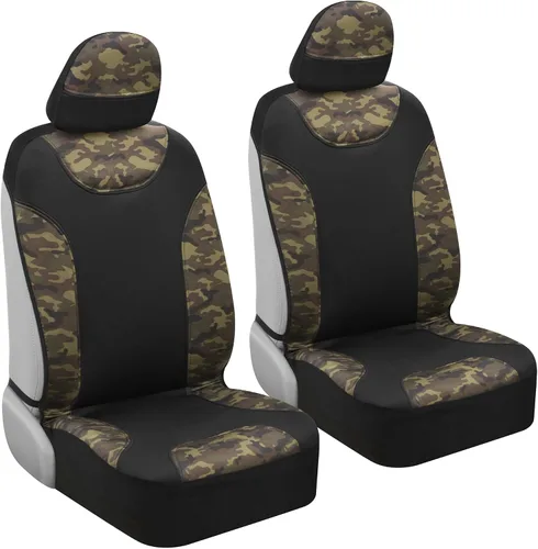 Vista 10 de BDK - Juego completo de fundas para asientos de camuflaje para auto con tapetes – Juego completo de protección interior, patrón de camuflaje Juego
