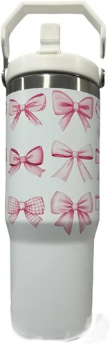 Vista 4 de Botella de agua de acero inoxidable de 40 oz taza Longhorn Bottle Bull Tumbler Cow Gift Western Water Bottle Cup (24oz Cream(90)-Longhorn (D35))