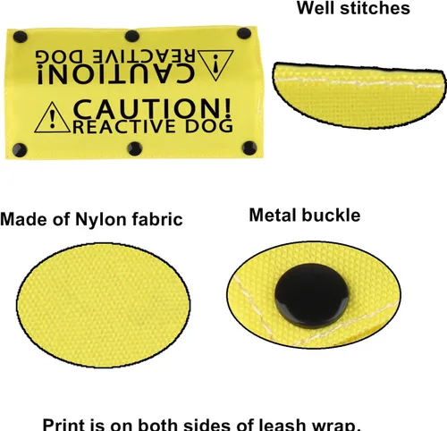 Vista 5 de BLUPARK Funny Dog Strap Sleeve - Precaution! Reactive Dog - Amarillo - Poliéster - 8.7 in x 2.4 in