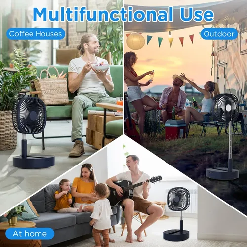 Vista 6 de Magesh Ventilador de pedestal oscilante portátil y remoto, rotación de 120°, ventilador plegable 3 en 1, ventilador de escritorio, antideslizante