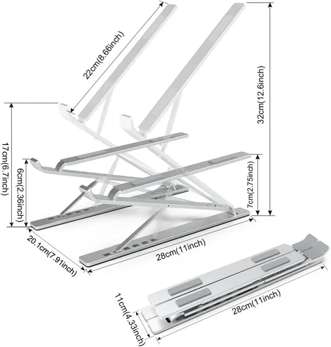 Vista 3 de Soporte para Laptop Ajustable Portátil de Aluminio para Laptop y Tablet de 10" - 17