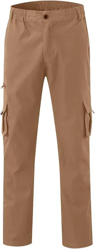 Vista 3 de lulshou Pantalones cargo casuales para hombre, pantalones de senderismo, pantalones deportivos de entrenamiento para hombre, ajuste holgado