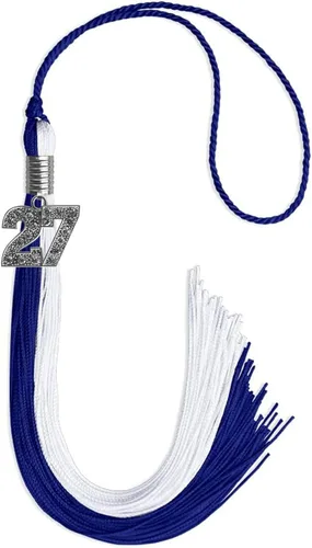 Vista 95 de Endea Graduation Borla de doble color con dije de plata brillante (negro/oro antiguo, 2025)